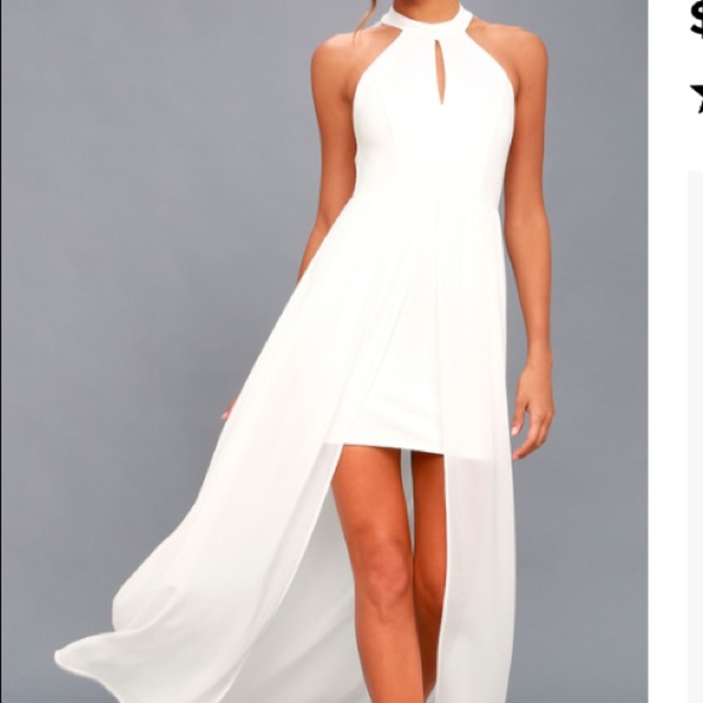 LULUS MY BELOVED WHITE LACE MAXI DRESS